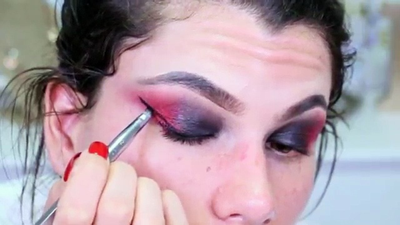 Et cheveux moitié maquillage tutoriel Harley quinn joker halloween