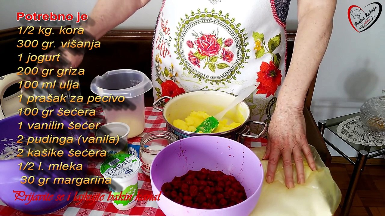 Bakina kuhinja najbolja pita sa višnjama jogurtom i grizom (Best cherry pie with yogurt an