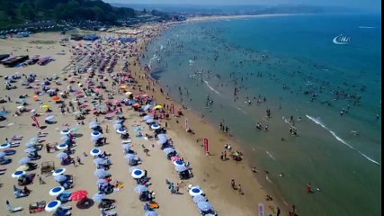 Şile Plajındaki Yoğunluk Havadan Görüntülendi
