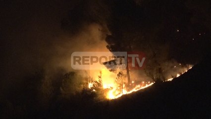 Report TV - Zjarr pranë tunelit Tiranë-Elbasan, e pamundur ndërhyrja nga toka