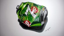 3D Art - How to draw a crushed can - 7up  - Speed Drawing by Rui Gouveia
