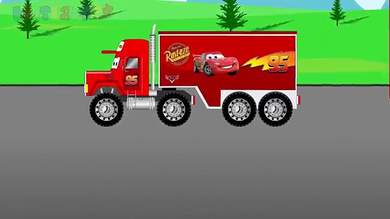 Большой цвета дисней для Дети Дети ... Узнайте молния Маккуин грузовики видео