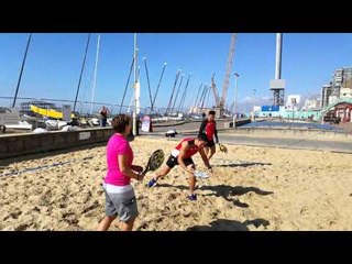 Japan Team Play Beach Tennis in Brighton After Rugby Match Win