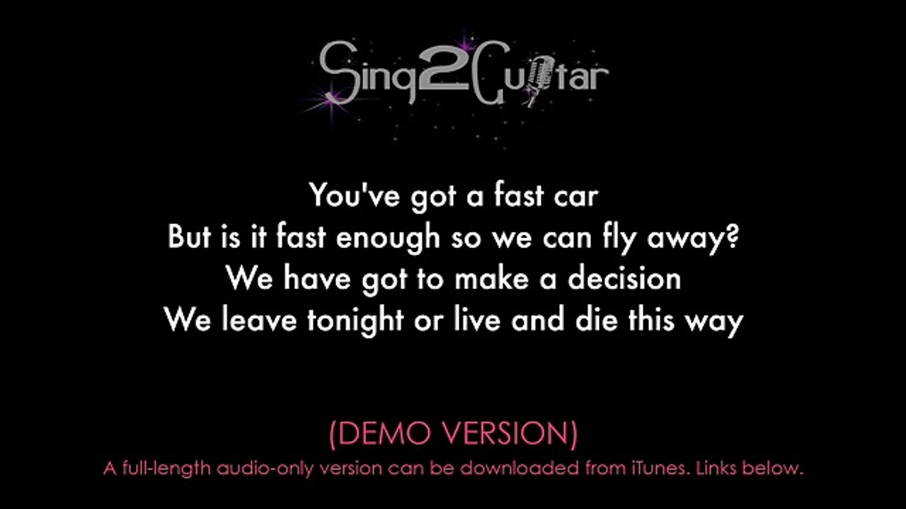 Fast Car (Higher Acoustic Guitar karaoke demo) Jonas Blue, Dakota, Tracy Chapman