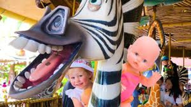 Funny Babies ride by parents car and play fun Nursery Rhymes Songs for children and Baby Born Doll