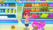 Divertido supermercado Niños Juegos bebé haciendo tienda de comestibles compras con juan en supermercado juego para