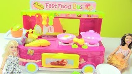 ĐỒ CHƠI XE BÁN THỨC ĂN NHANH FAST FOOD BUS / BARBIE BÁN SNACK - ĐỒ CHƠI TRẺ EM - ĐỒ CHƠI MỸ