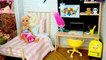 Barbie Sister Chelsea DIY Bedroom Morning Routine - Doll Bed & Desk, School Supplies