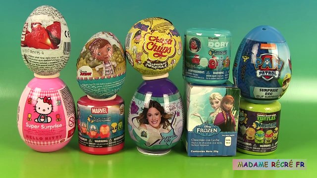 10 Oeufs Surprise Pat’ Patrouille Marvel Avengers Doc la peluche Violetta 10 Surprise Eggs Unboxing