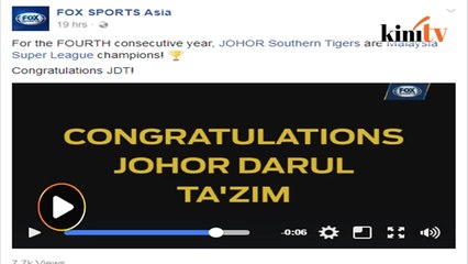 Stesen 'gergasi' sukan ucap tahniah pada JDT