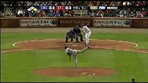 2008 Cubs: Carlos Marmol catches Ryan Ludwicks liner, doubles of Pujols @ 1st (9.09.08)