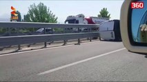 Aksidenti i frikshëm në autostradë, shikoni pamjet (360video)