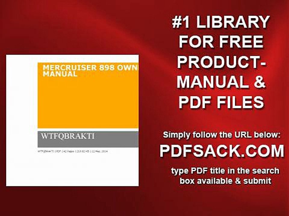 Mercruiser 898 Owner Manual
