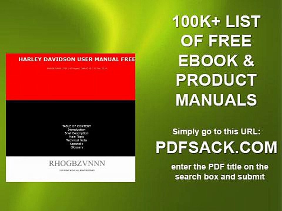 Harley Davidson User Manual Free