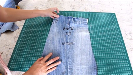 DIY Turn Your Old Jeans Into Skirt | Button Front Denim Skirt from Pants | Clothes Transfo