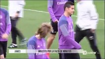 El enfado de James Rodríguez con Luka Modric tras una entrada en el entrenamient