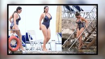 Kelly Brook Hot Cleavage Show In Sexy Leopard Print Swimsuit !!