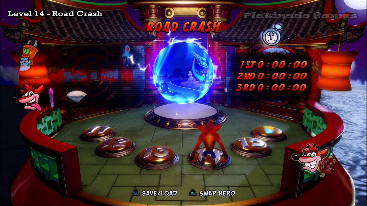 Crash Bandicoot: Warped  - Troféu [UFO Xing ] Saída secreta no Road Crash