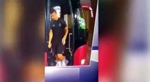 Cristiano Ronaldo almost falling off the bus 