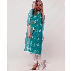 14 August (independence day) Suit  Dress For Girls Women Green & White Cotton 2017