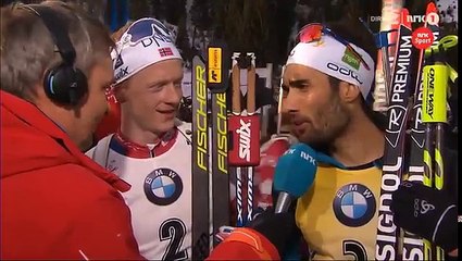 Bø brothers, Ole Einar Bjørndalen & Martin Fourcade after pursuit VM Hochfilzen 2017