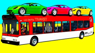 Learn Color Car & Helicopter on Bus Compilation w Spiderman Cars Cartoon for Kids & Nursery Rhymes
