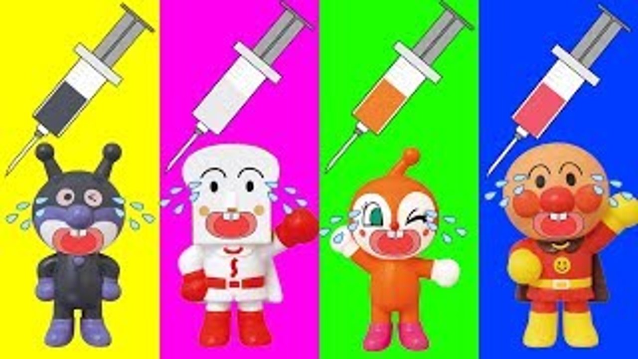 アンパンマン アニメ おもちゃ ❤️ シリンジで色を学ぶ ★ 子供向けアニメ ★ 赤ちゃん 喜ぶ おもちゃ anpanman crying wrong color