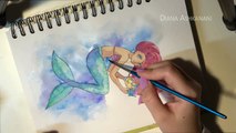 Ariel quick drawing watercolors