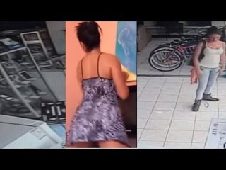 Woman steals tv hiding under her skirt
