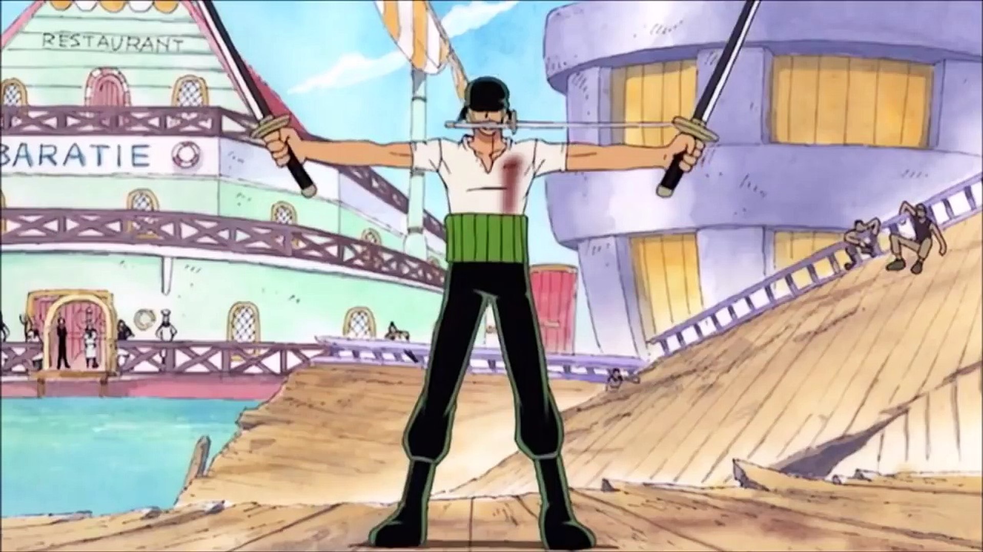 One Piece 1999 Affrontement Entre Zoro Et Mihawk Sur Le Baratie Vosten Video Dailymotion