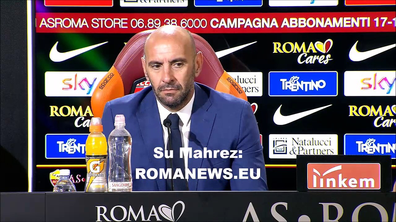 Monchi in conferenza stampa sul futuro di Mahrez e Strootman