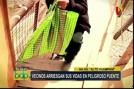 Alto Huampaní: vecinos arriesgan sus vidas al cruzar peligroso puente