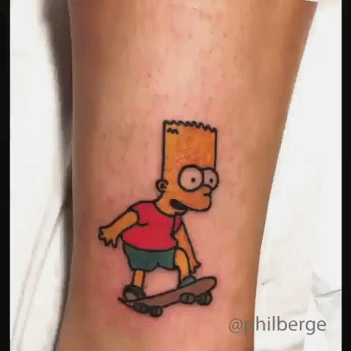 Tattoo Artist Turns 19 Separate Bart Simpsons Tattoos Into One Awesome Piece