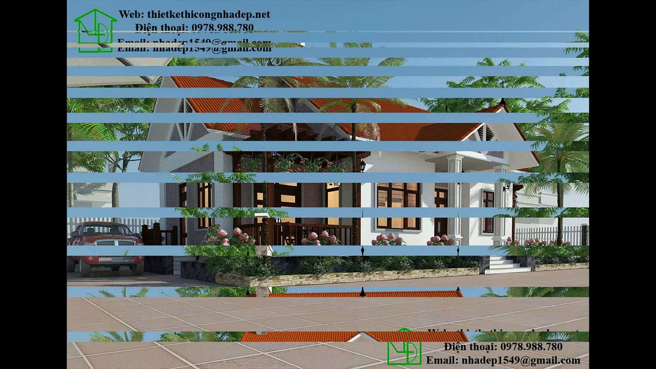 Các mẫu thiết kế biệt thự nhà vườn 1 tầng mái thái đẹp giá rẻ