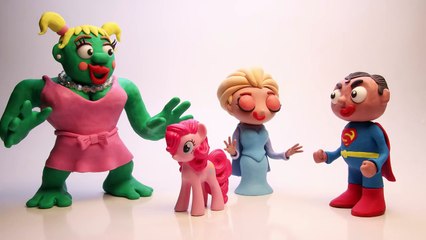 GIRLY Hulk Power Superhero Cartoons for Kids Play Doh Frozen Elsa, Superman My Little Pony