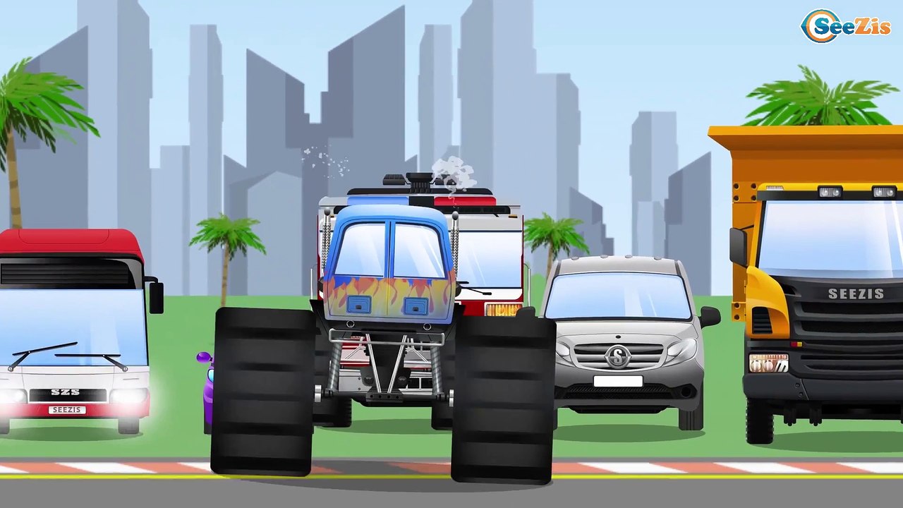 The Fire Truck New Cartoon + 1 Hour Kids Video Compilation w The Police Car