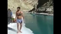 Tourist Are Swimming In Cold Water at Hunza Valley