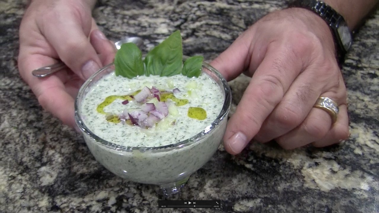 Cucumber Soup and Heirloom Tomato Sandwich