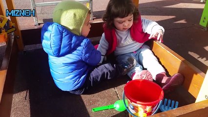 Baby playing and meeting new friends