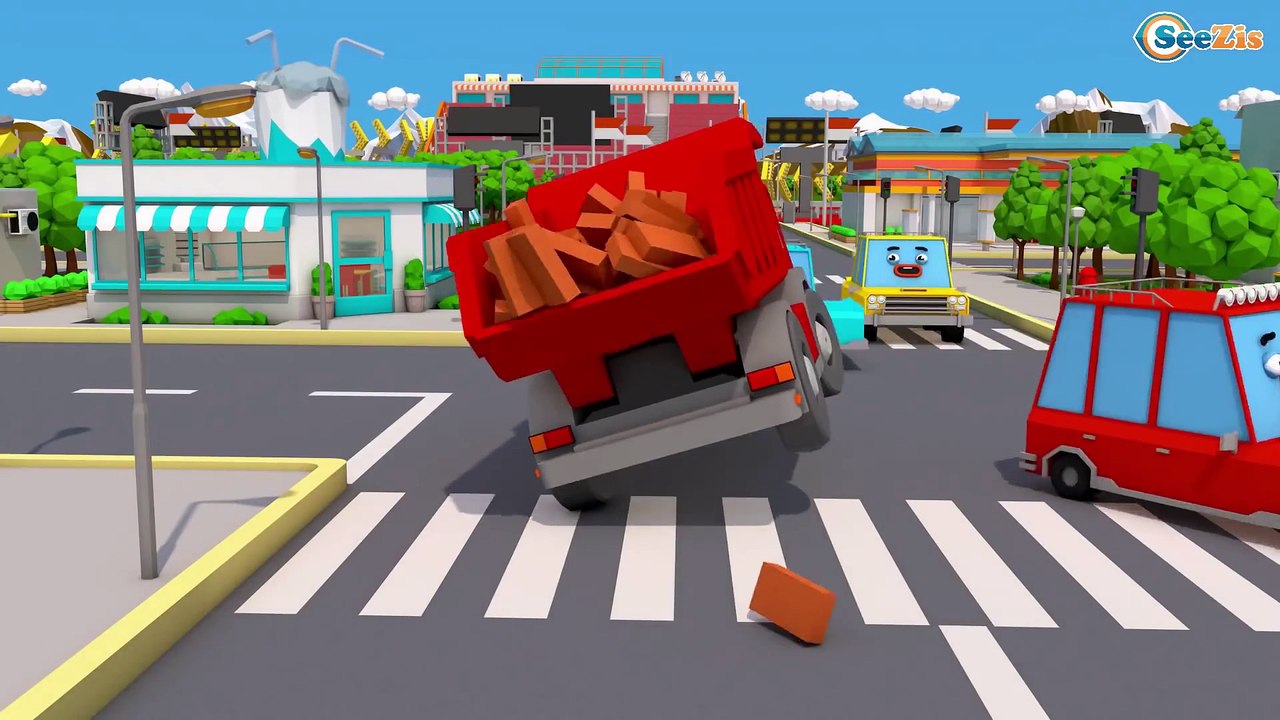 Cars video for kids & children Tractor w Excavator and Bulldozer Big Vehicles 3D Car & Truck Stories