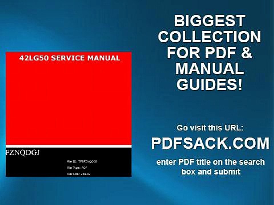 42lg50 Service Manual