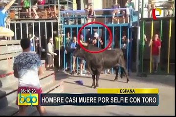 Joven casi muere por intentar tomarse selfie con un toro