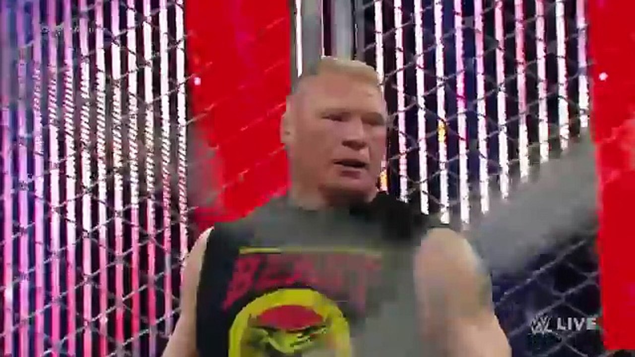 Brock Lesnar Interrupts Steel Cage Match Between John Cena & Seth Rollins 12-15-14