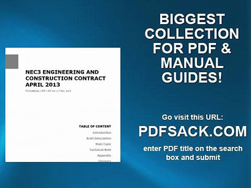 Nec3 Engineering And Construction Contract April 2013