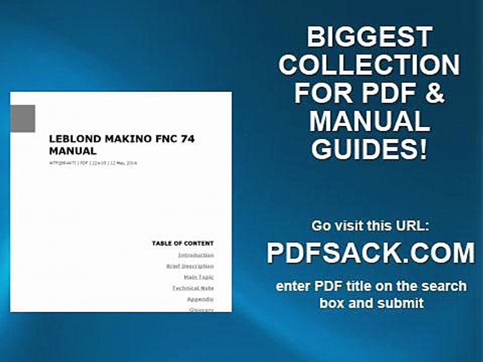 Leblond Makino Fnc 74 Manual