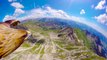 Vol d'un aigle au-dessus des Alpes (POV)