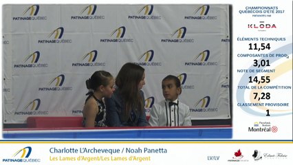 Championnats québécois d'été 2017 / Pré-Juvénile B Danse sur Tracé - Canasta Tango