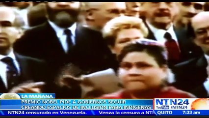 Скачать видео: Rigoberta Menchú, premio Nobel de la Paz, pidió a las autoridades mexicanas y latinoamericanas preservar los orígenes