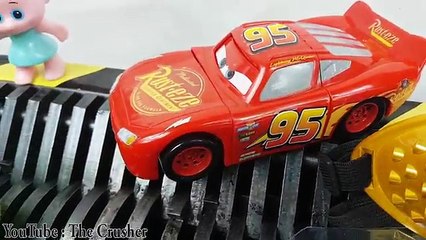 Experiment Shredding Disney Cars 3 Lighting McQueen And Toys | The Crusher