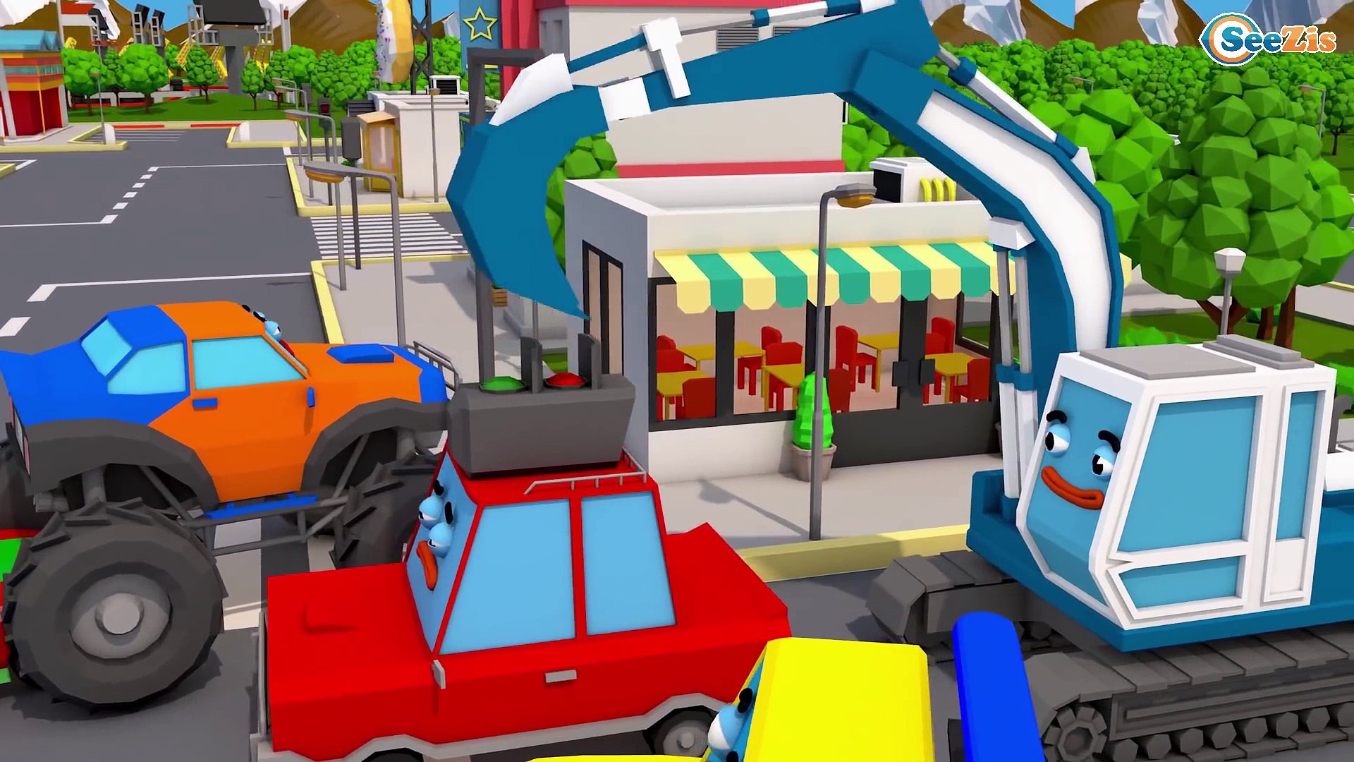 Trator e a Grande Melancia - Carro na fazenda  Desenhos animados carros  compilação 